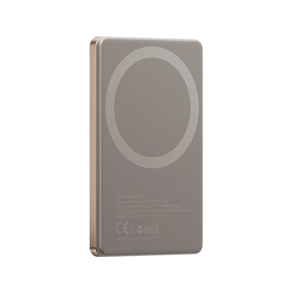 AluPac Mini 5000mAh 磁吸輕薄行動電源|WH 標示