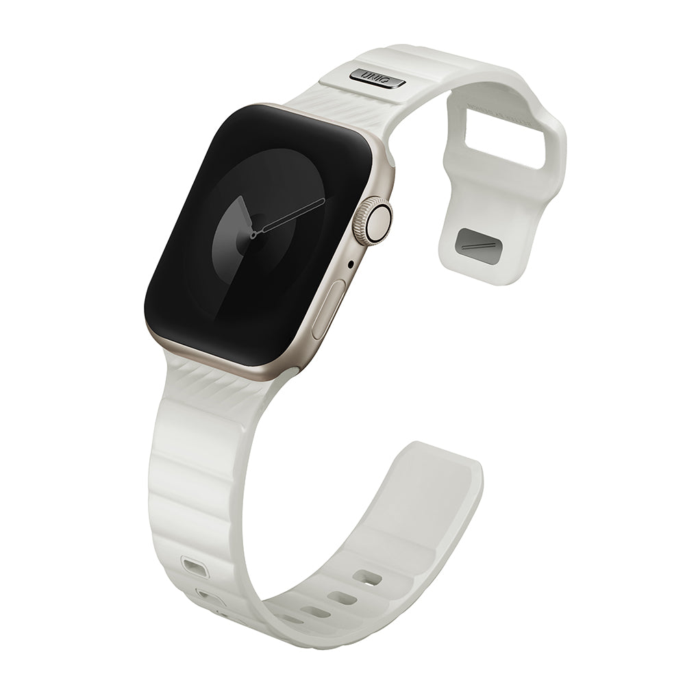 Stride SE Apple Watch 防水FKM橡膠不鏽鋼高質感錶帶 白色(夜光)