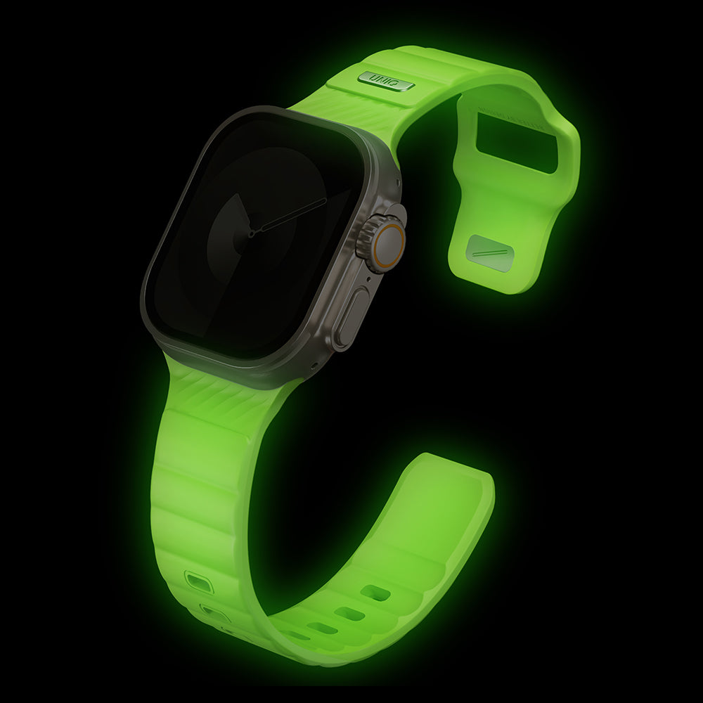 Stride SE Apple Watch 防水FKM橡膠不鏽鋼高質感錶帶 白色(夜光)
