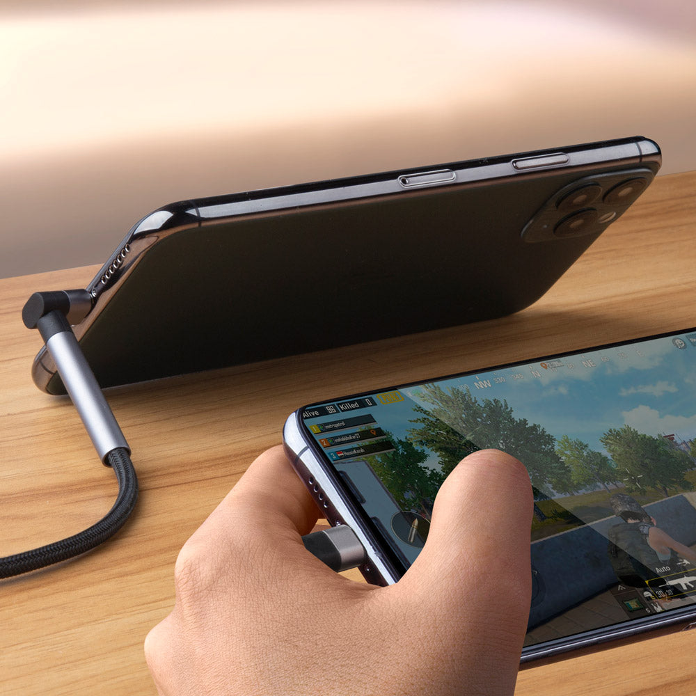 Alutough L型可移動雙彎頭編織抗菌充電線 Lightning to USB-A 1.5M