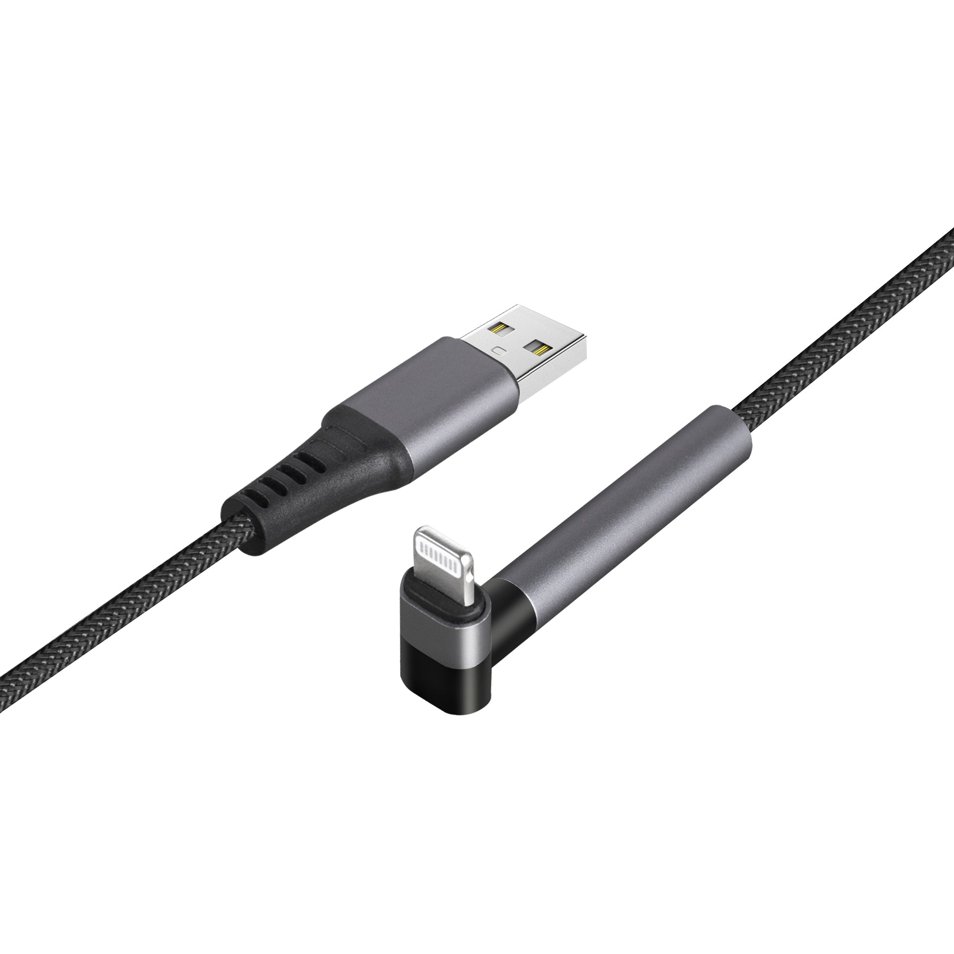 Alutough L型可移動雙彎頭編織抗菌充電線 Lightning to USB-A 1.5M