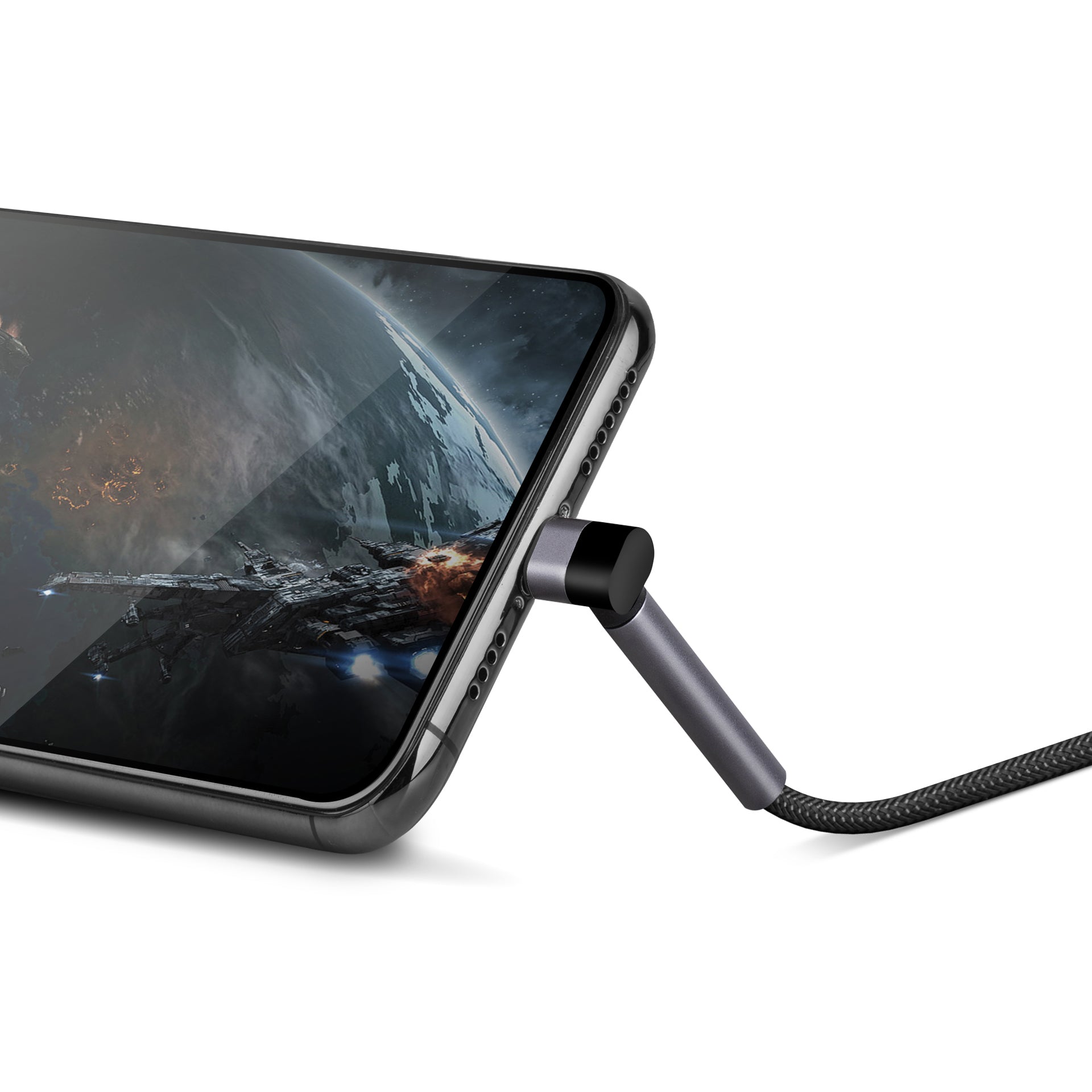 Alutough L型可移動雙彎頭編織抗菌充電線 Lightning to USB-A 1.5M