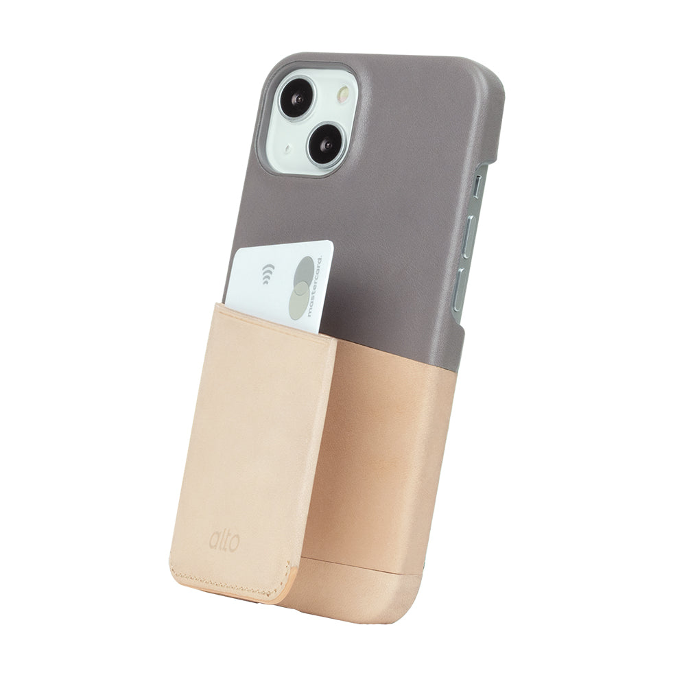 Metro 插卡式皮革手機殼 礫石灰/本皮色 iPhone 13 / Pro / Max