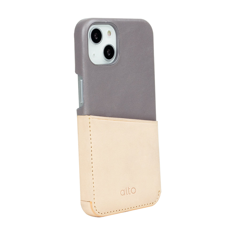 Metro 插卡式皮革手機殼 礫石灰/本皮色 iPhone 13 / Pro / Max