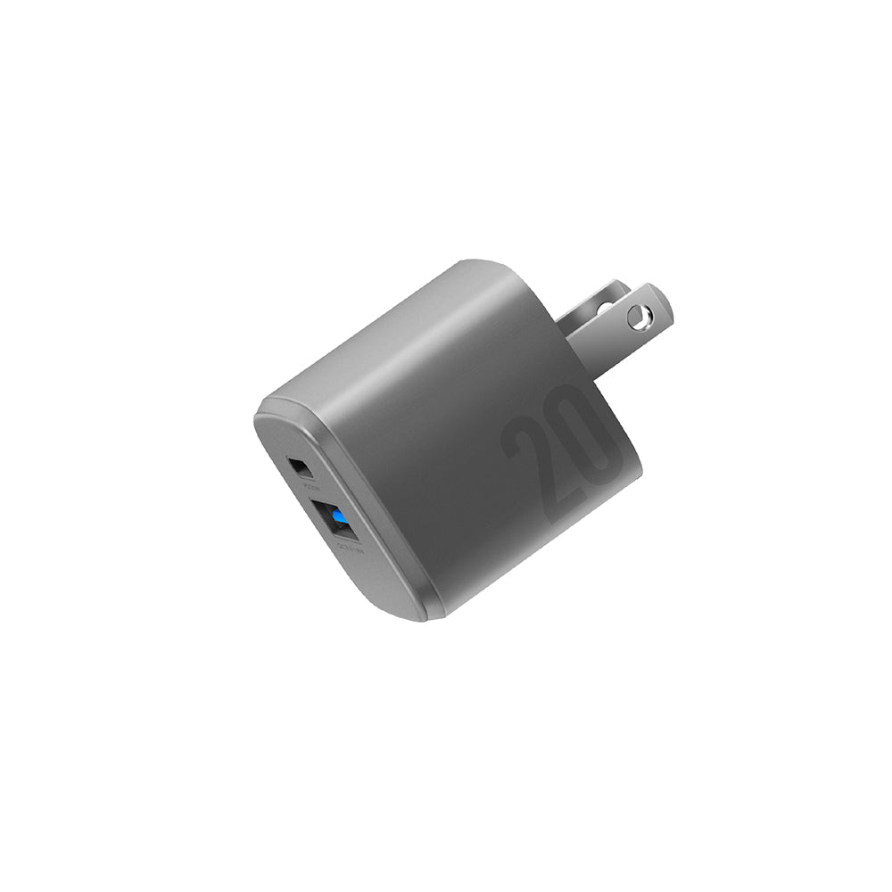 Ampcharge 20W GaN 雙孔快充電源供應器 PD快充 + QC3.0 充電頭