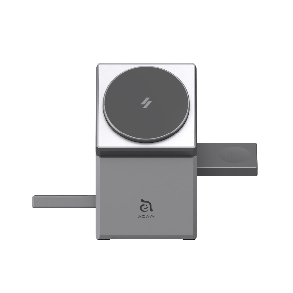 Mag Qube Qi2 立方體智慧型三合一旅行磁吸無線充電座 鈦色