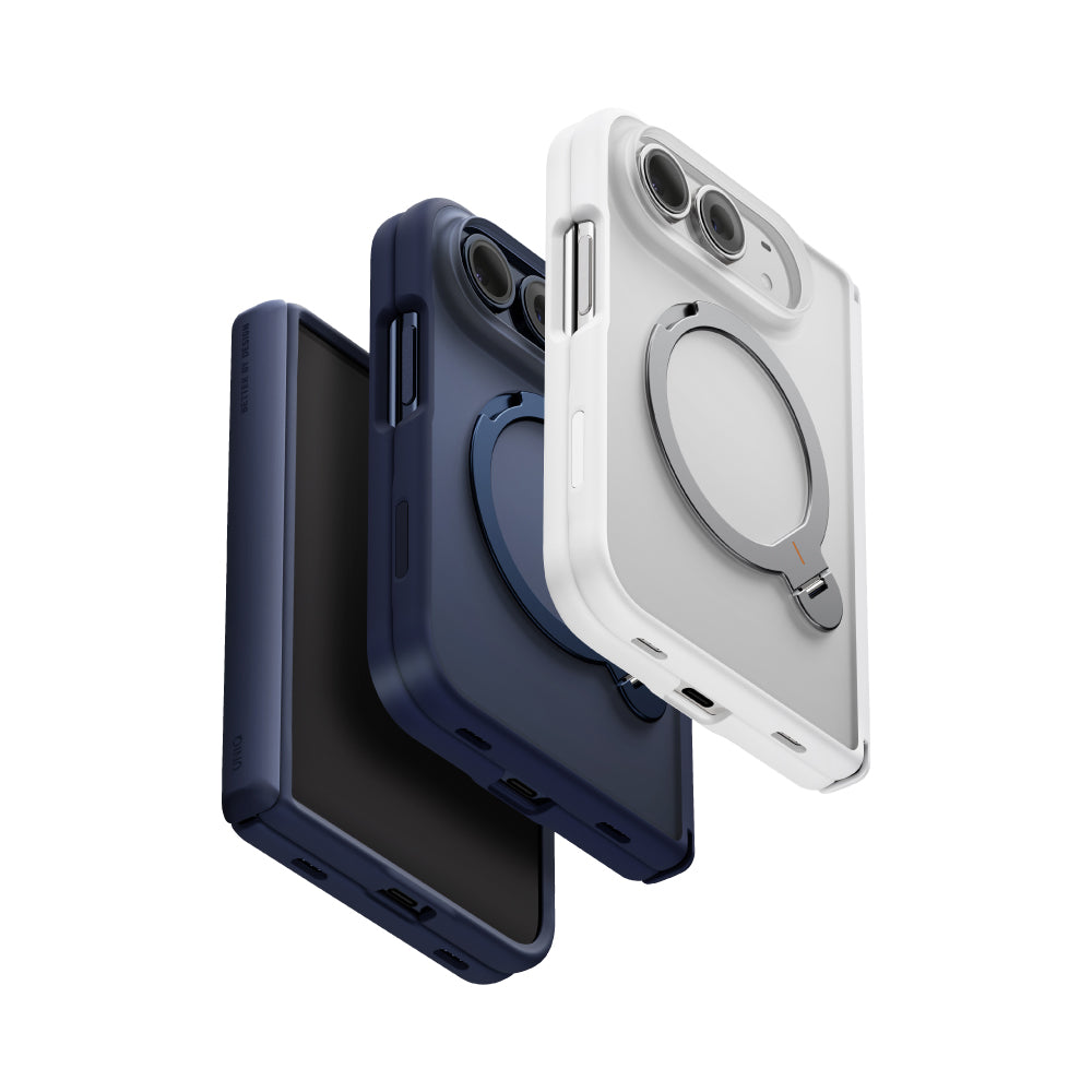 UNIQ 新加坡 Veren X Q型360°支架抗指紋磨砂手機保護殼/手機殼 iPhone Duo 霧白/霧藍 | 預購11月上旬 ｜亞瑟3C生活