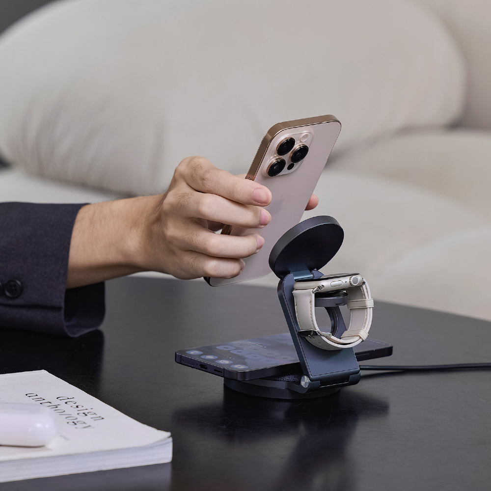 Mag 360 Qi2 雙15W三合一旅行磁吸無線充電座