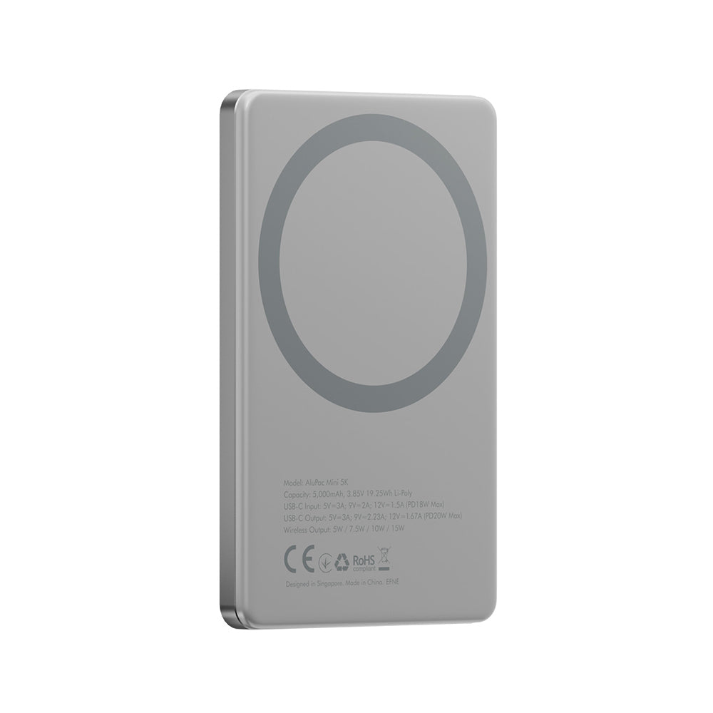 AluPac Mini 5000mAh 磁吸輕薄行動電源｜WH 標示