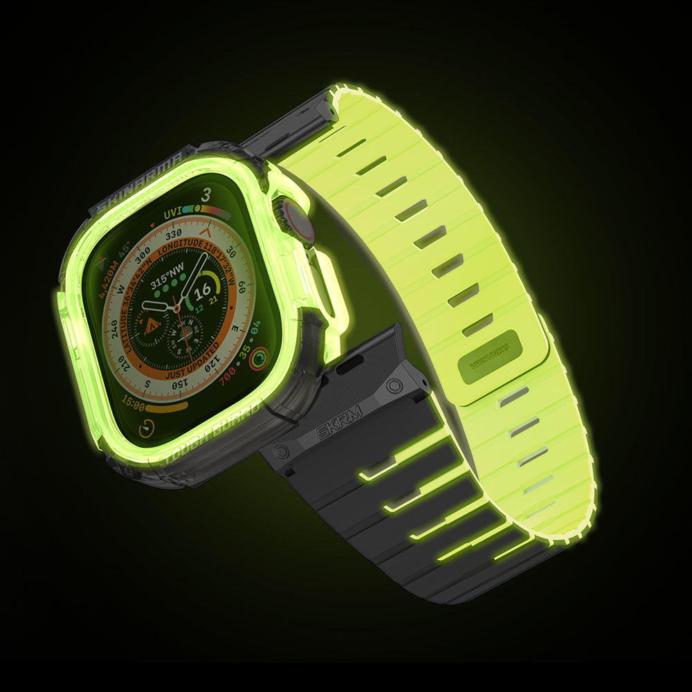 Gemini Apple Watch 雙色矽膠磁吸錶帶 夜光組