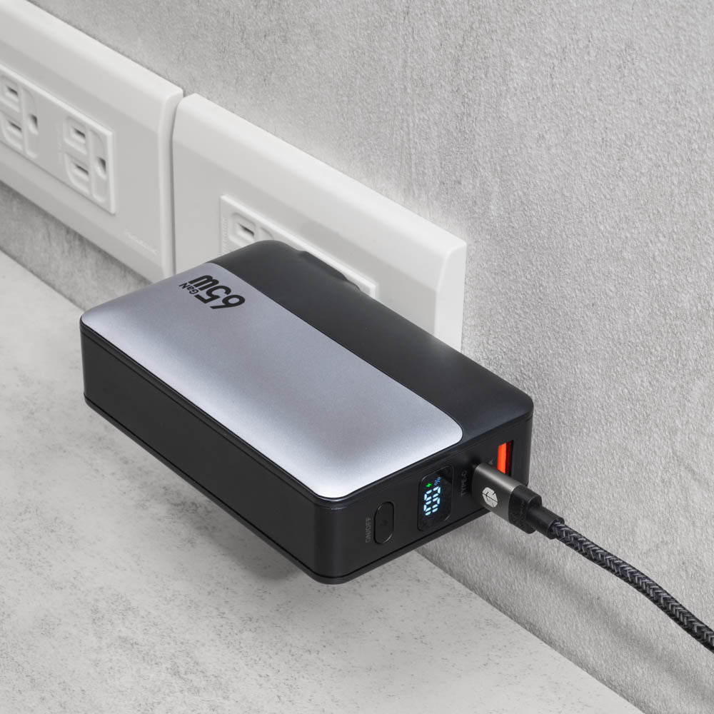 Mars 火星 65W 10000mAh GaN氮化鎵AC插頭行動電源 黑灰色
