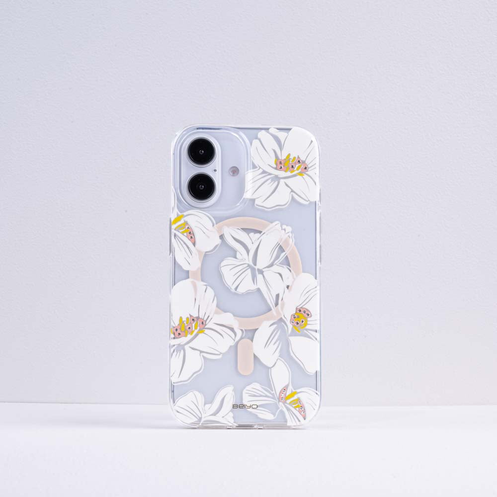 磁吸防摔手機殼 鑲鑽山茶花 iPhone 16 系列