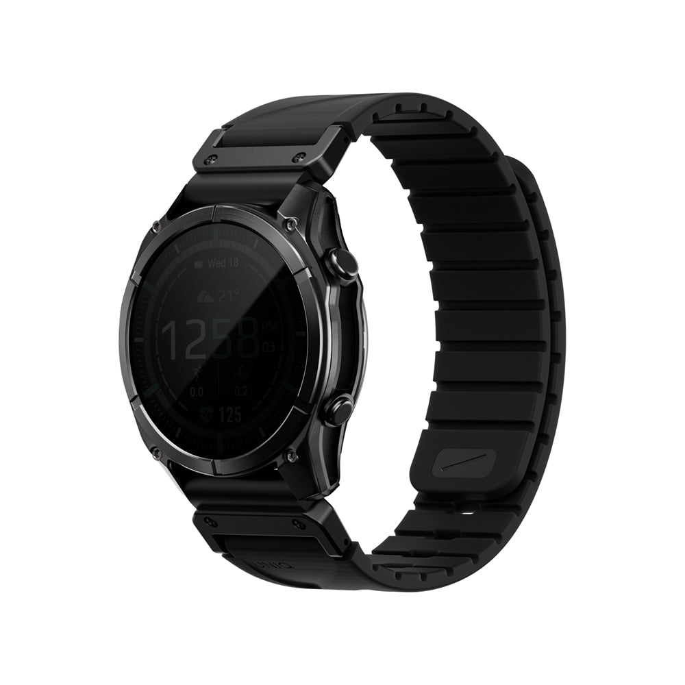 UNIQ 新加坡 Fluo Garmin可拆式矽膠錶帶 22mm 黑色