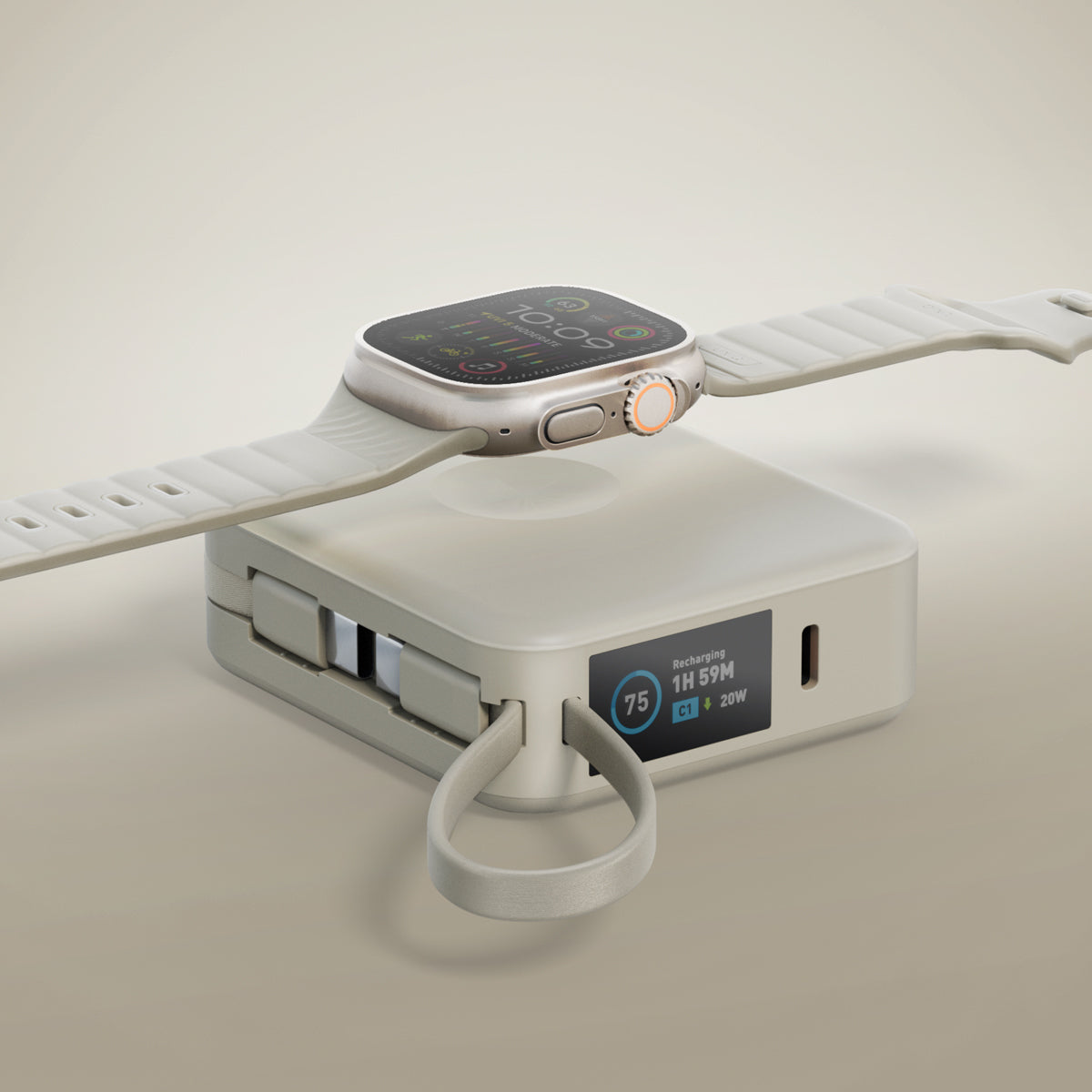 MagPac Mini+10000mAh 磁吸帶線行動電源 USB-C to USB-C｜WH 標示