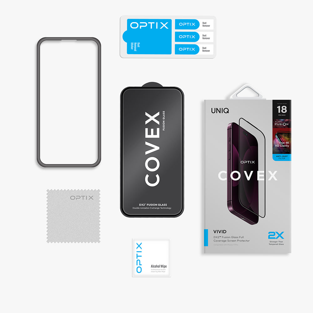 OPTIX Vivid 滿版高清9H玻璃保護貼 黑邊透明 iPhone 18 系列