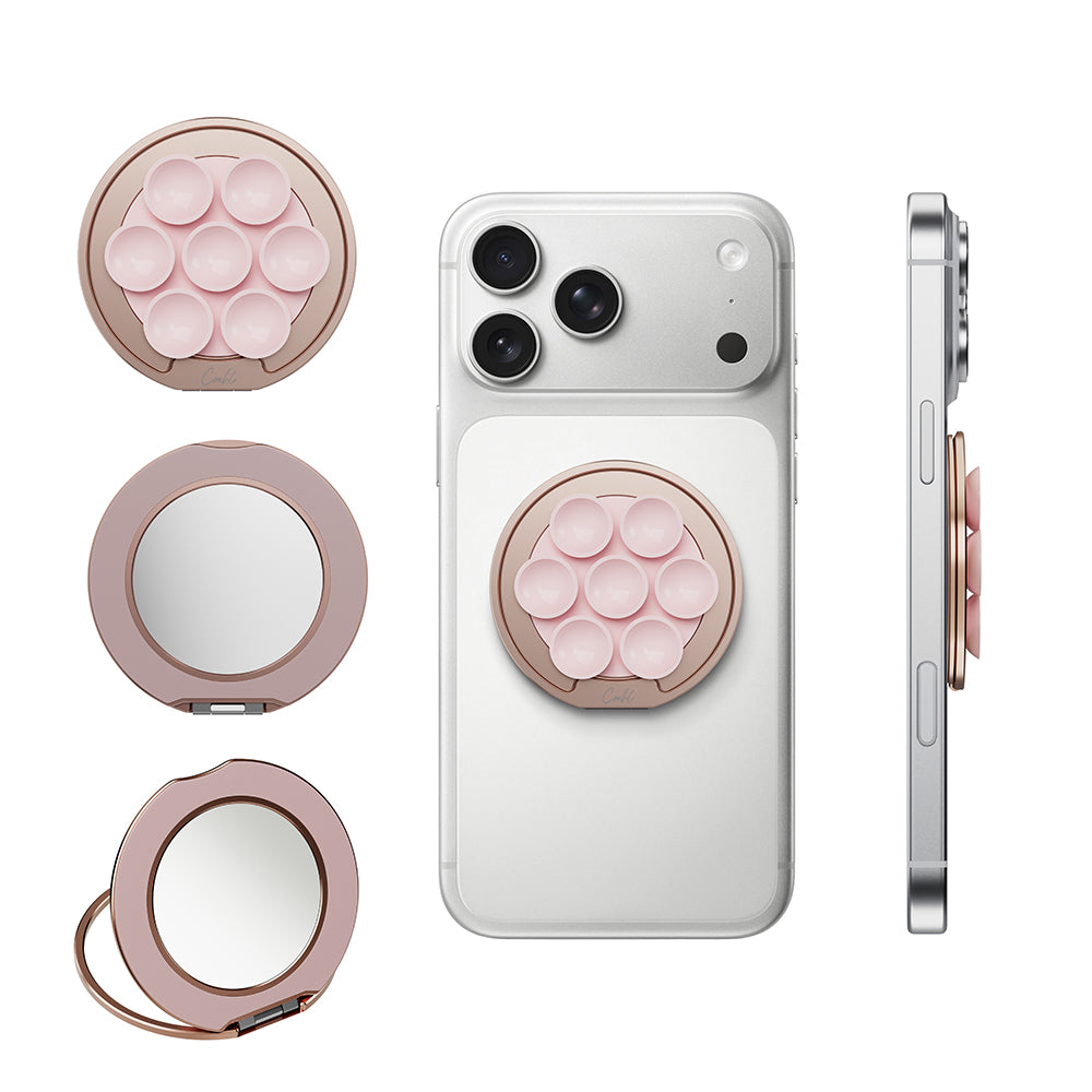 UNIQ 新加坡 Coehl Luna 吸盤帶鏡磁吸手機支架 粉紅色