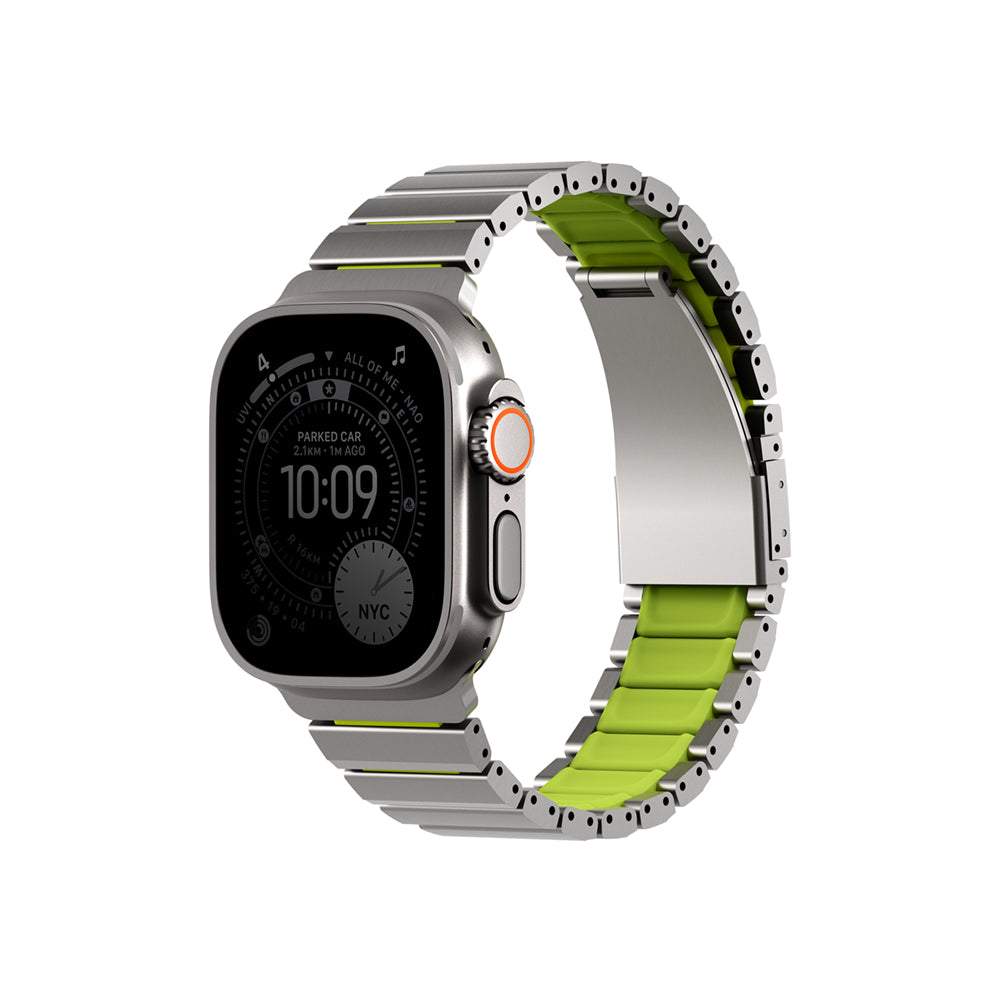 UNIQ 新加坡 Strova Flex Apple Watch 不鏽鋼調節錶帶 銀綠 49 46 45 44mm 共用款 4月中旬