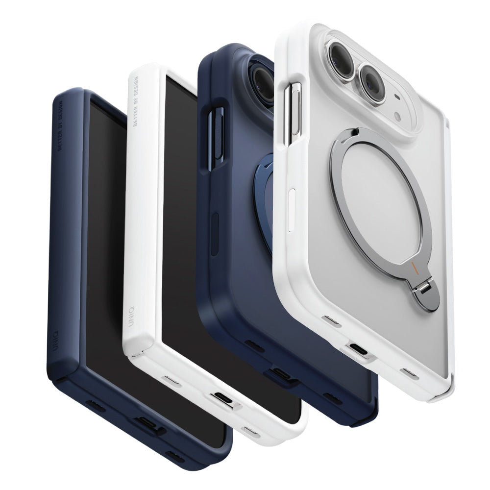 UNIQ 新加坡 Veren X Q型360°支架抗指紋磨砂手機保護殼/手機殼 iPhone Duo 霧白/霧藍 | 預購11月上旬 ｜亞瑟3C生活
