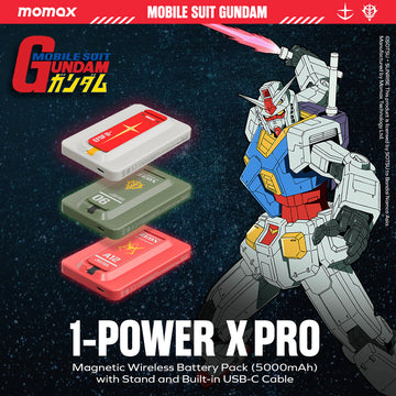 Momax 摩米士 機動戰士鋼彈Gundam聯名 1-Power X Pro 5000mAh 磁吸內建USB-C線行動電源-附支架