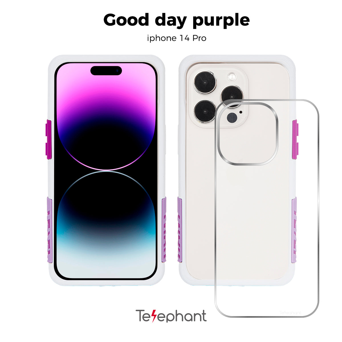 EPI 水波紋抗污防摔手機殼 白紫 iPhone 14 系列