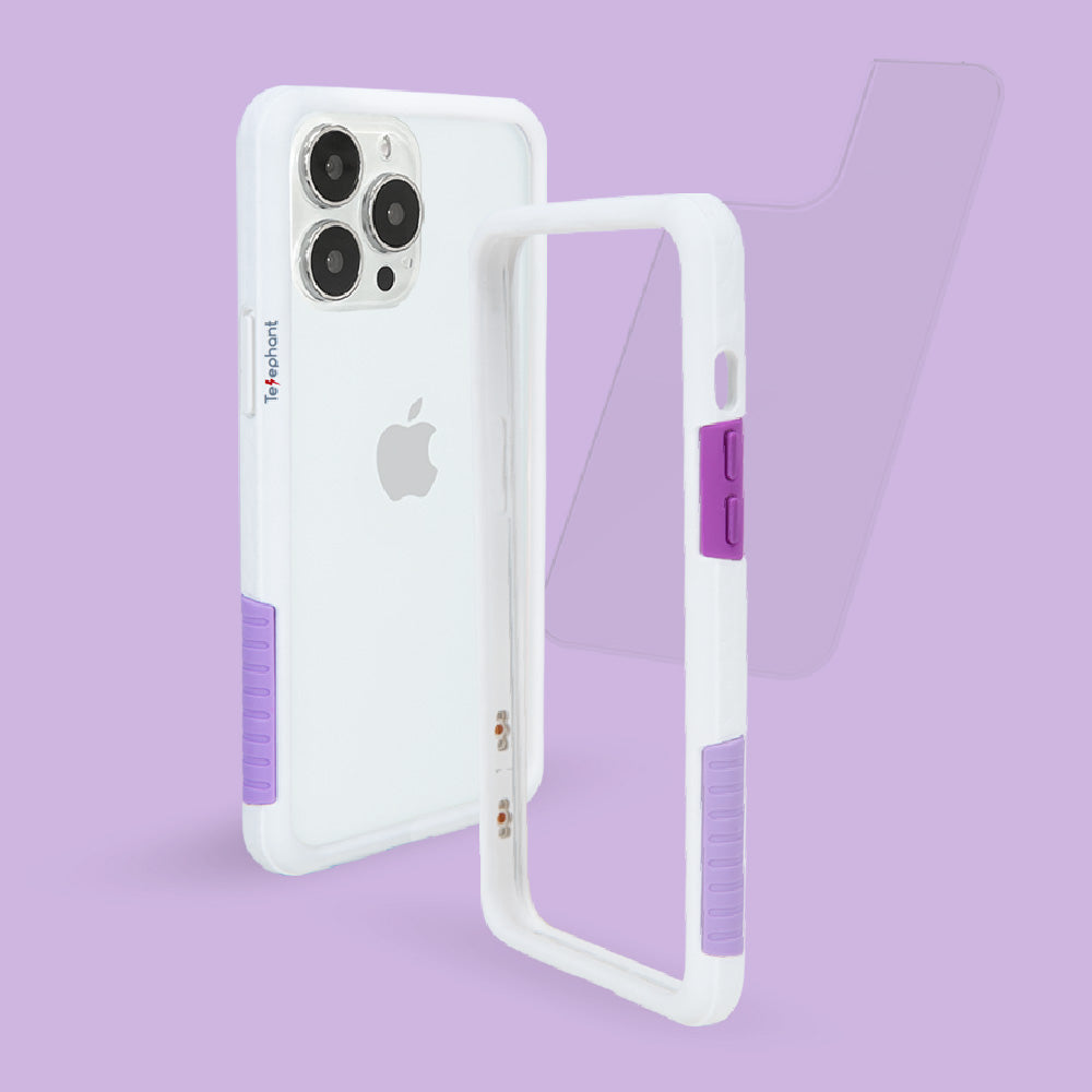NMDer 抗汙防摔手機殼 白好日紫 iPhone 13 / Pro / Max