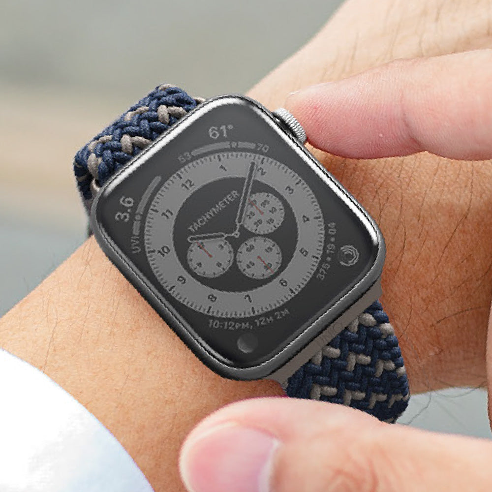 Aspen DE Apple Watch 雙色防潑水高彈力編織單圈錶帶