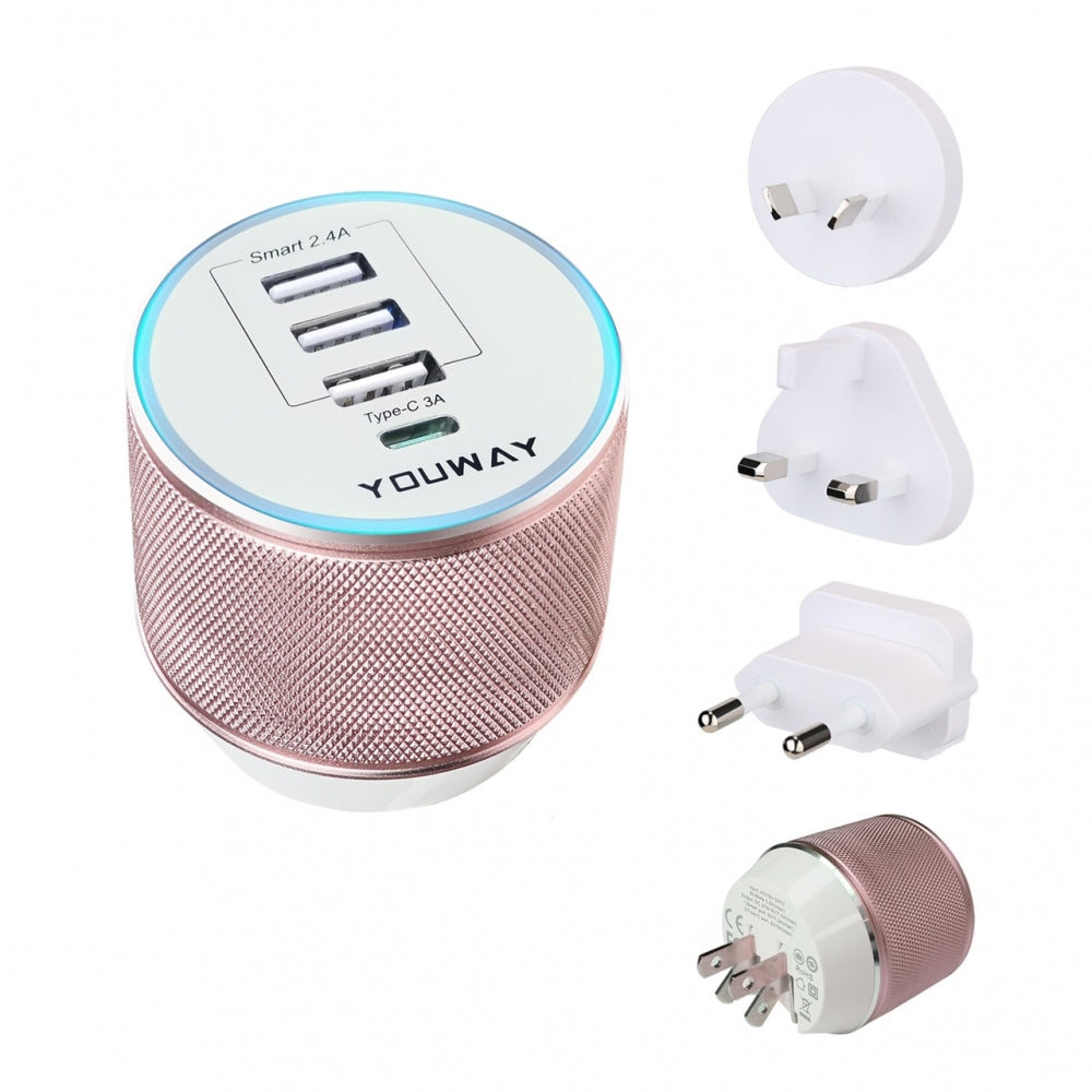 Youway PD+USB四孔萬國充 旅行充電器 (顏色隨機) ｜亞瑟3C生活