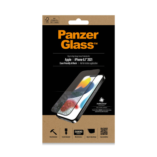 2.5D滿版耐衝擊抗菌高透鋼化玻璃保護貼(黑) iPhone 13 / mini / Pro / Max