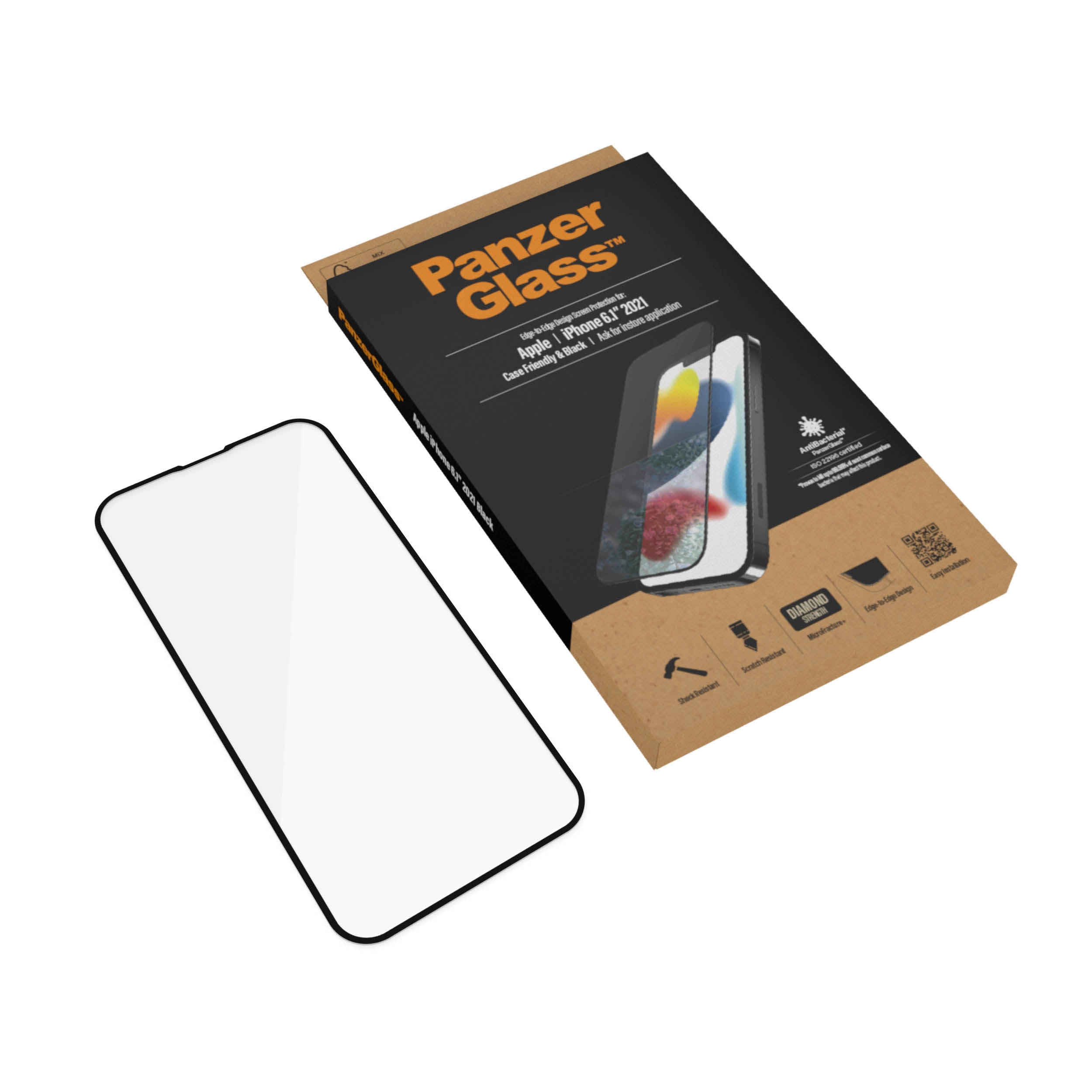 2.5D滿版耐衝擊抗菌高透鋼化玻璃保護貼(黑) iPhone 13 系列