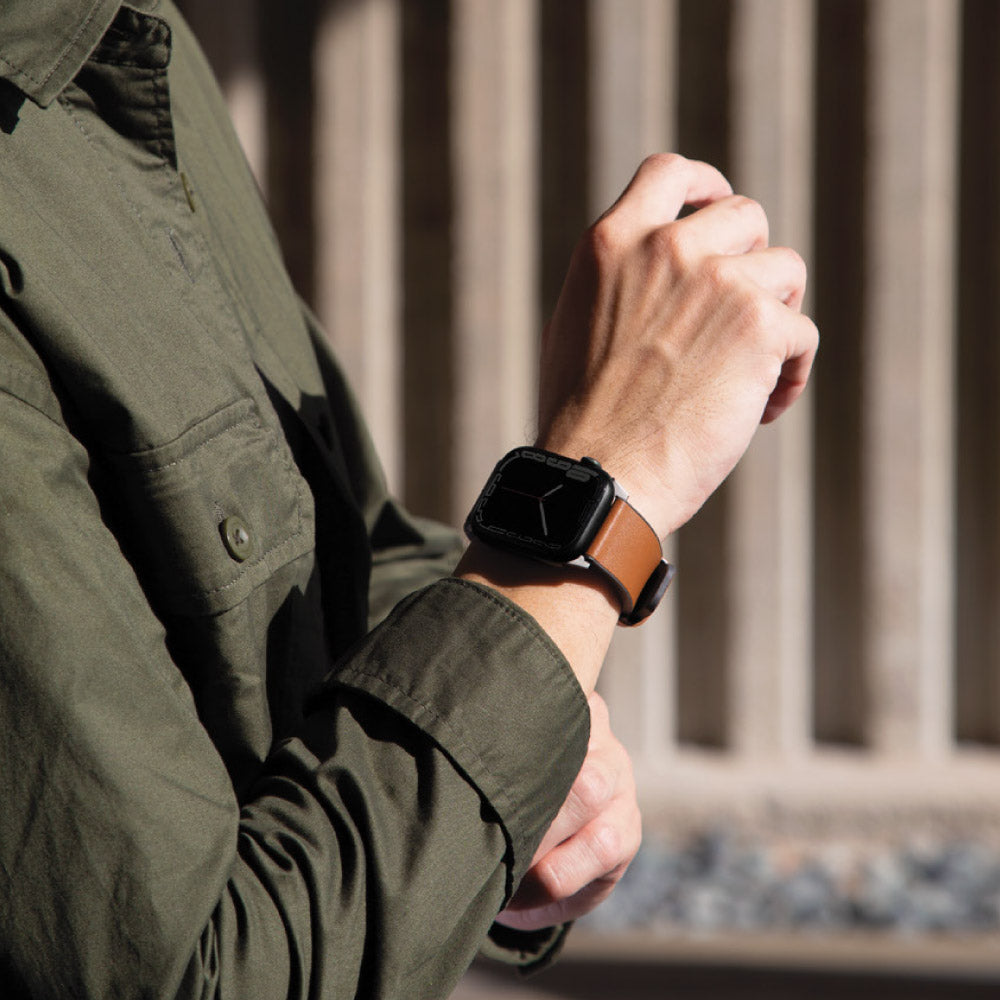 Straden Apple Watch 防潑水皮革矽膠錶帶
