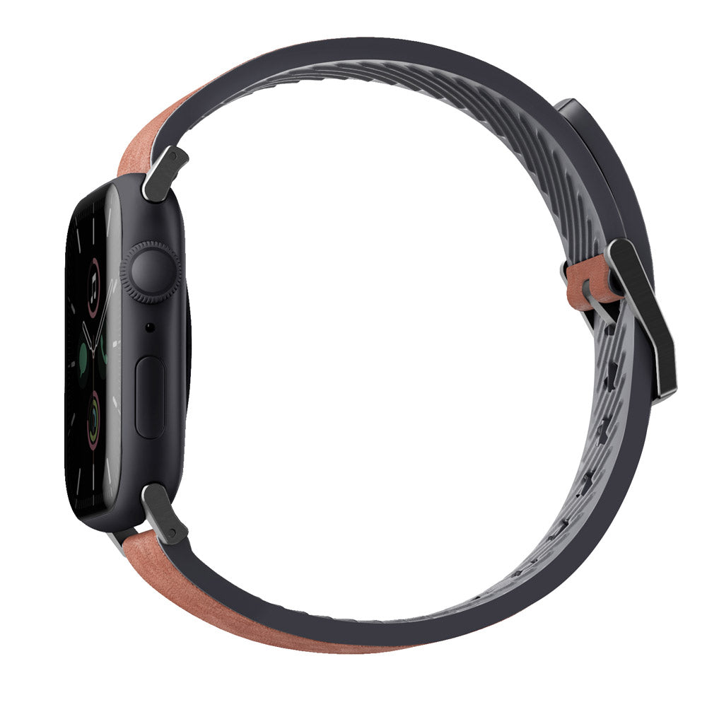 盒損福利品 - Straden Apple Watch 防潑水皮革矽膠錶帶