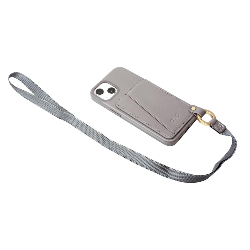 Anello 360 掛繩式皮革手機殼 礫石灰 iPhone 13 / Pro / Max