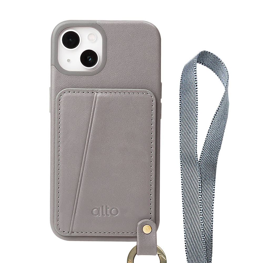 Anello 360 掛繩式皮革手機殼 礫石灰 iPhone 13 / Pro / Max