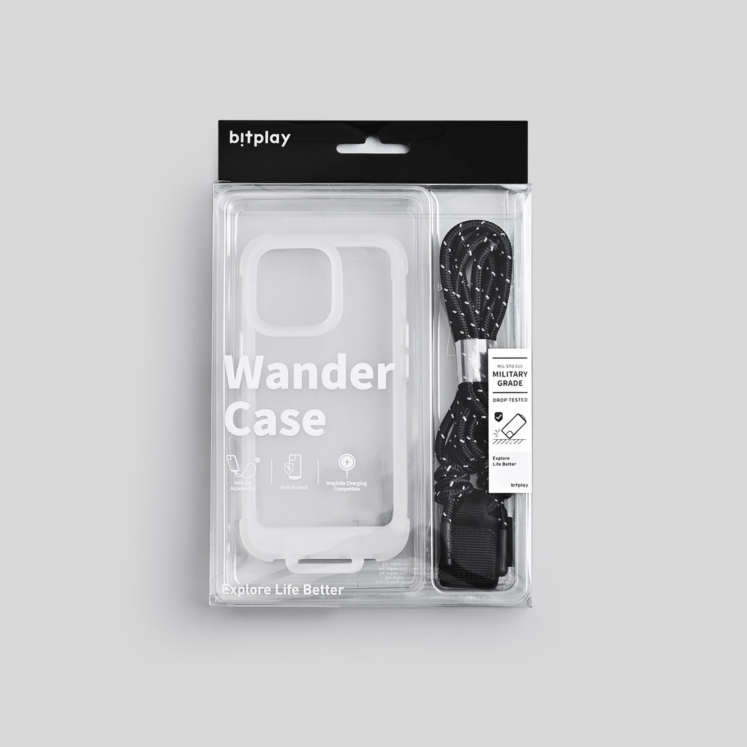 Wander Case 隨行手機殼 透白組 (含撞色風格掛繩 耀黑）iPhone 13 系列